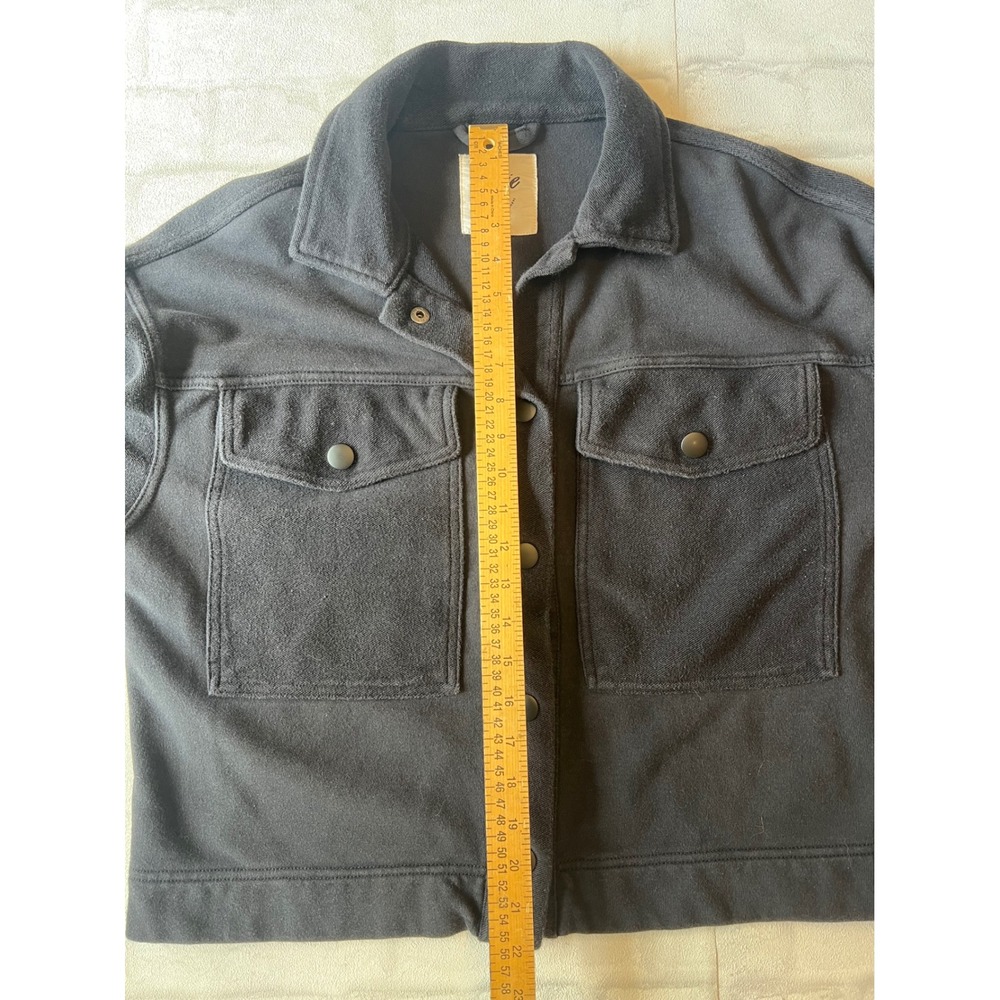 Aerie Black Cotton Shacket Snap Button Pocket Jacket Women Medium closet staple - Picture 8 of 8
